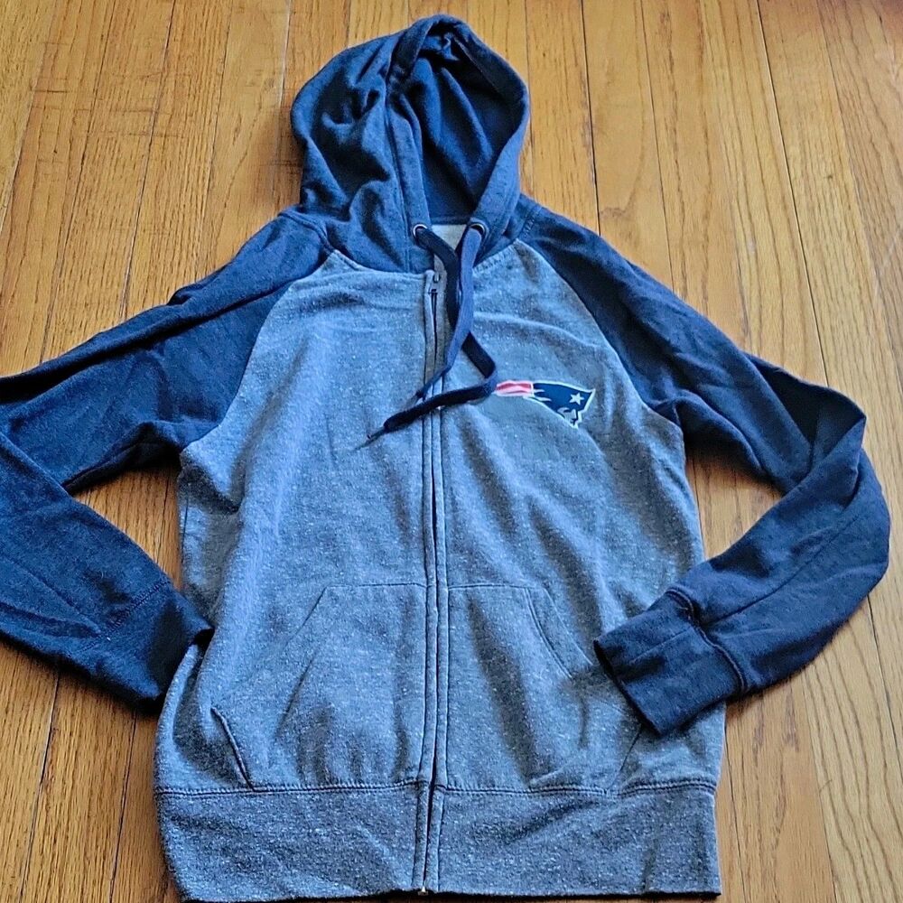 NFL Team Apparel New England Patriots Full Zip Hoodie Pockets Colorblock S women